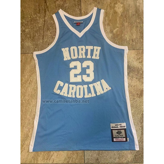 Camiseta NCAA North Carolina Tar Heels Michael Jordan #23 Mitchell & Ness 1983-84 Azul